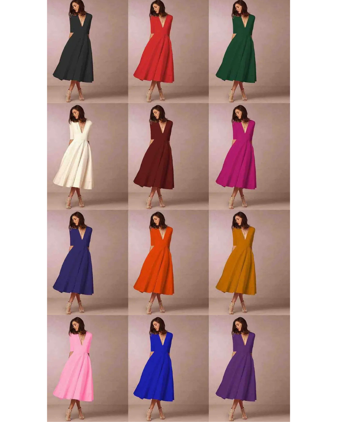 Damen Abend V-Ausschnitt Maxi Kleid