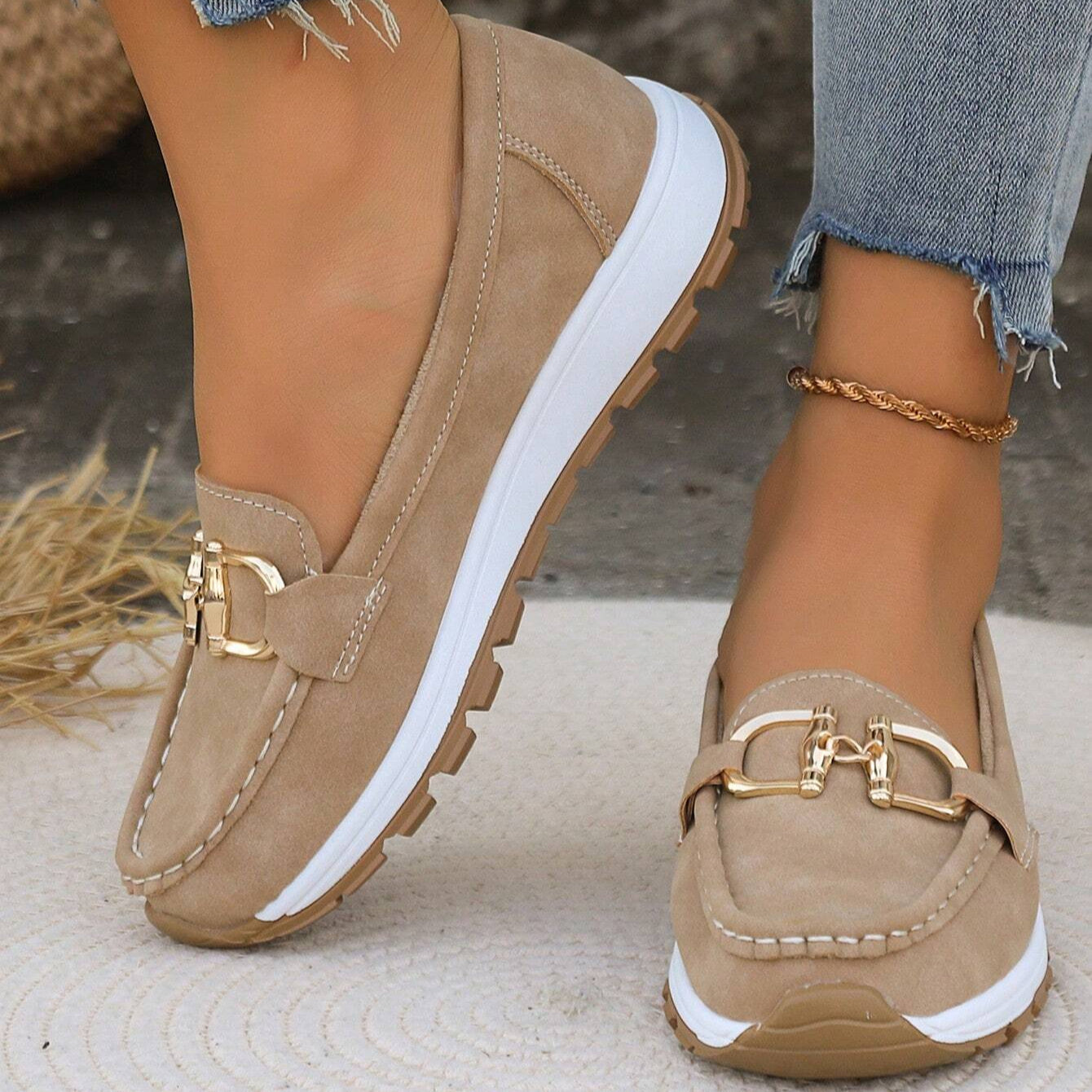 Loafers Damen mit Zierschnalle