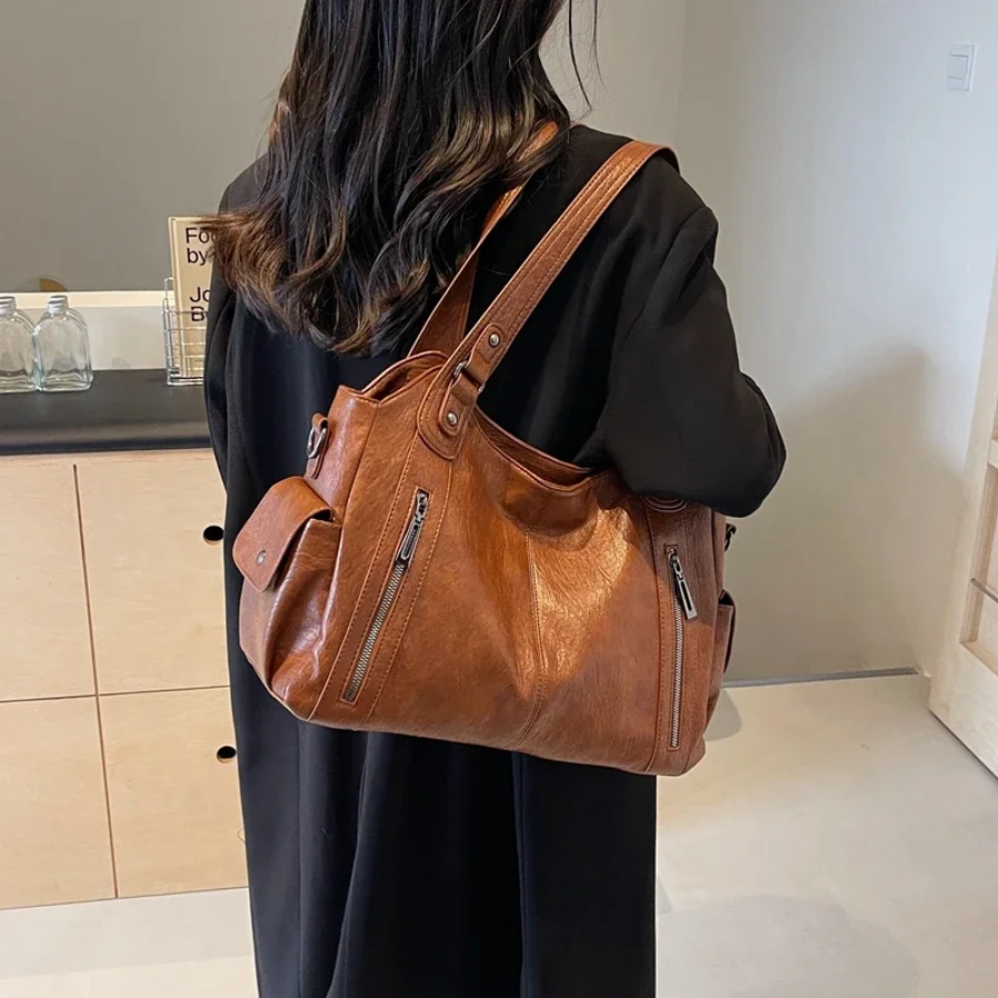 Damen Stilvolles Schultertasche mit Reißverschluss – Ansicht 7