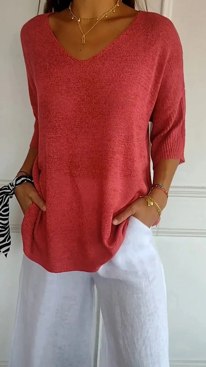 Damen Stricktop mit V-Ausschnitt