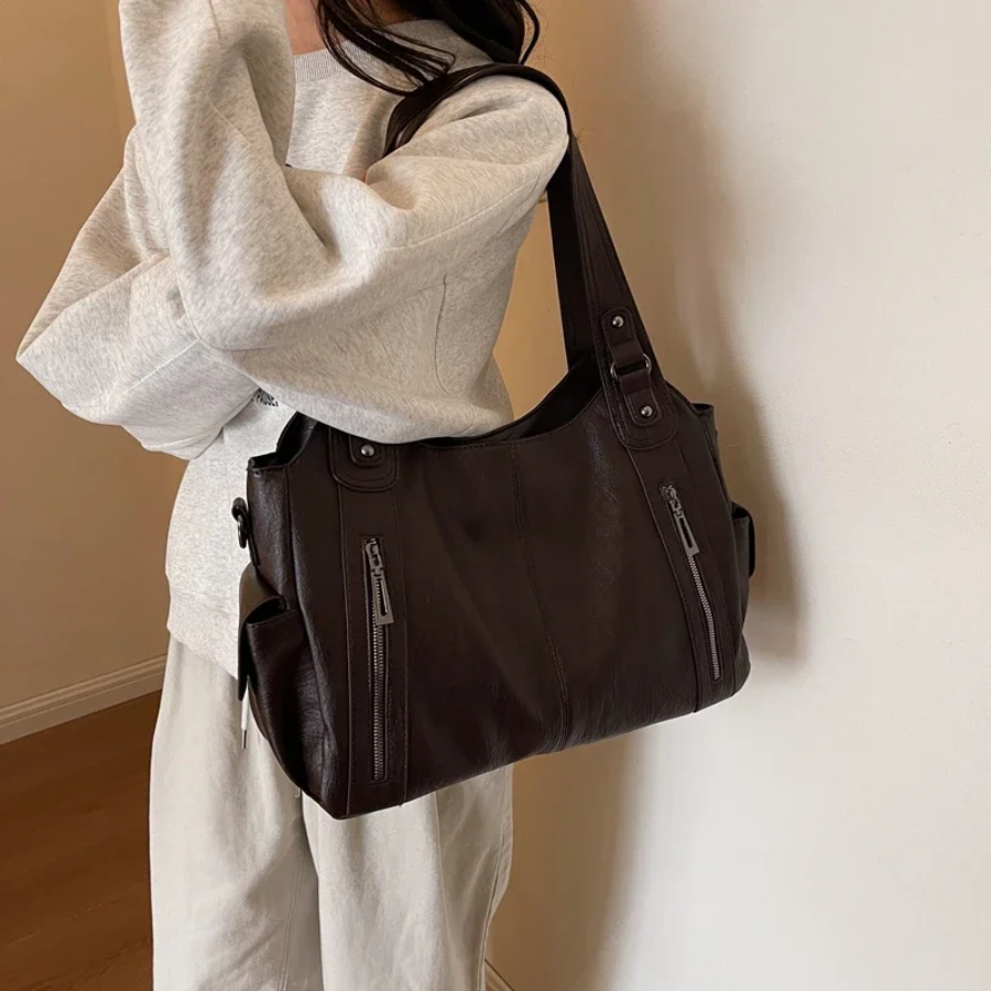 Damen Stilvolles Schultertasche mit Reißverschluss