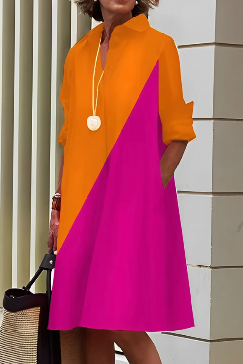 Damen Hemdblusen Midi Kleid