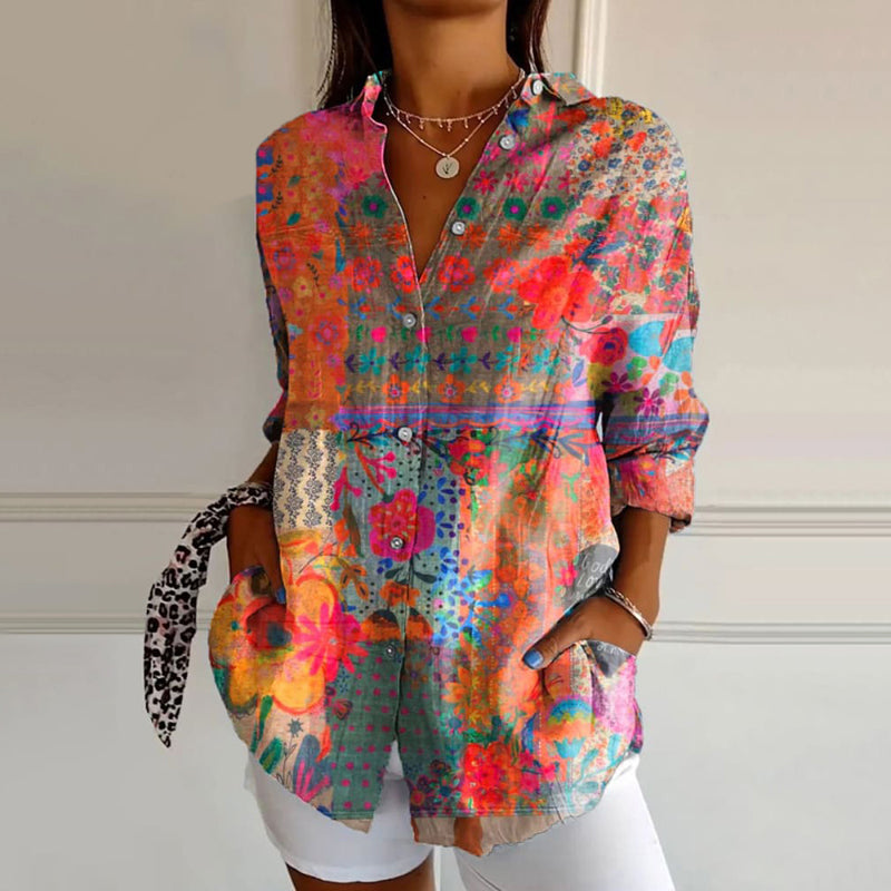 Stilvolles Damenbluse Langarm mit floralem Print