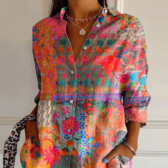Stilvolles Damenbluse Langarm mit floralem Print