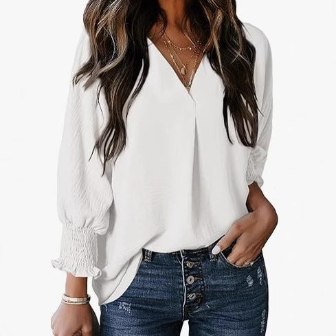 Damen Bluse Kurzarm | V-Ausschnitt Sommer Bluse Elegant & Casual