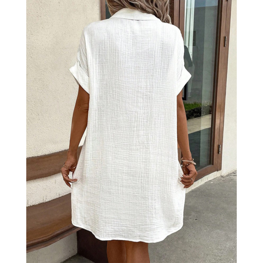 Strandkleid Damen kurzarm mit Knopfleiste – Ansicht 4
