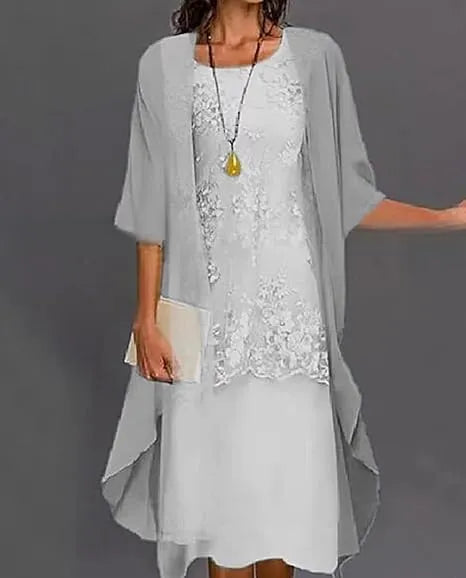 Lagenkleid Damen Midi 3/4-Arm