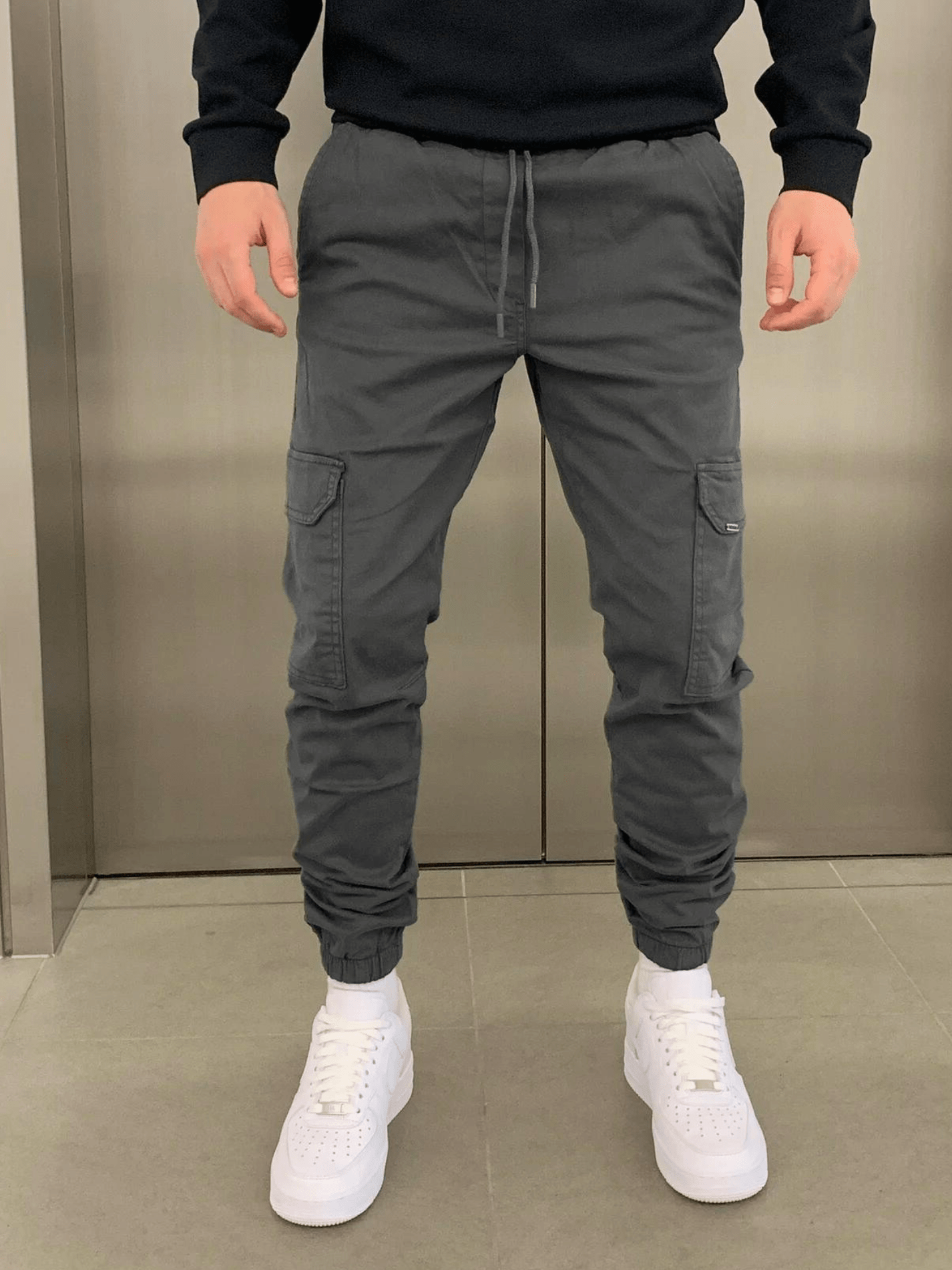 Cargohose Herren | Arbeitshosen Jogger Stil Mit Bündchen