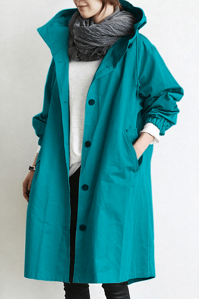 Trenchcoat Damen Lang mit Kapuze