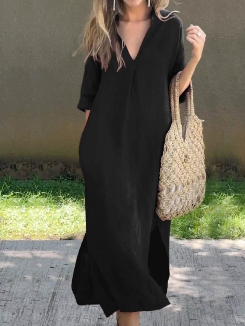Sommerkleid Damen V-Ausschnitt Halbarm