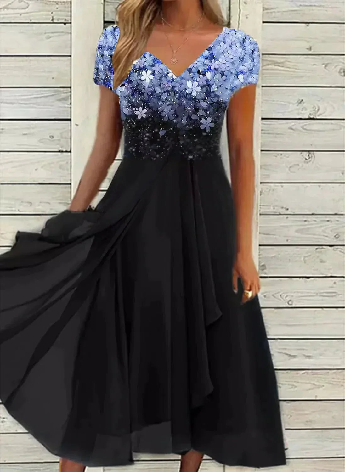 Abendkleider Damen kurzärmelig floral