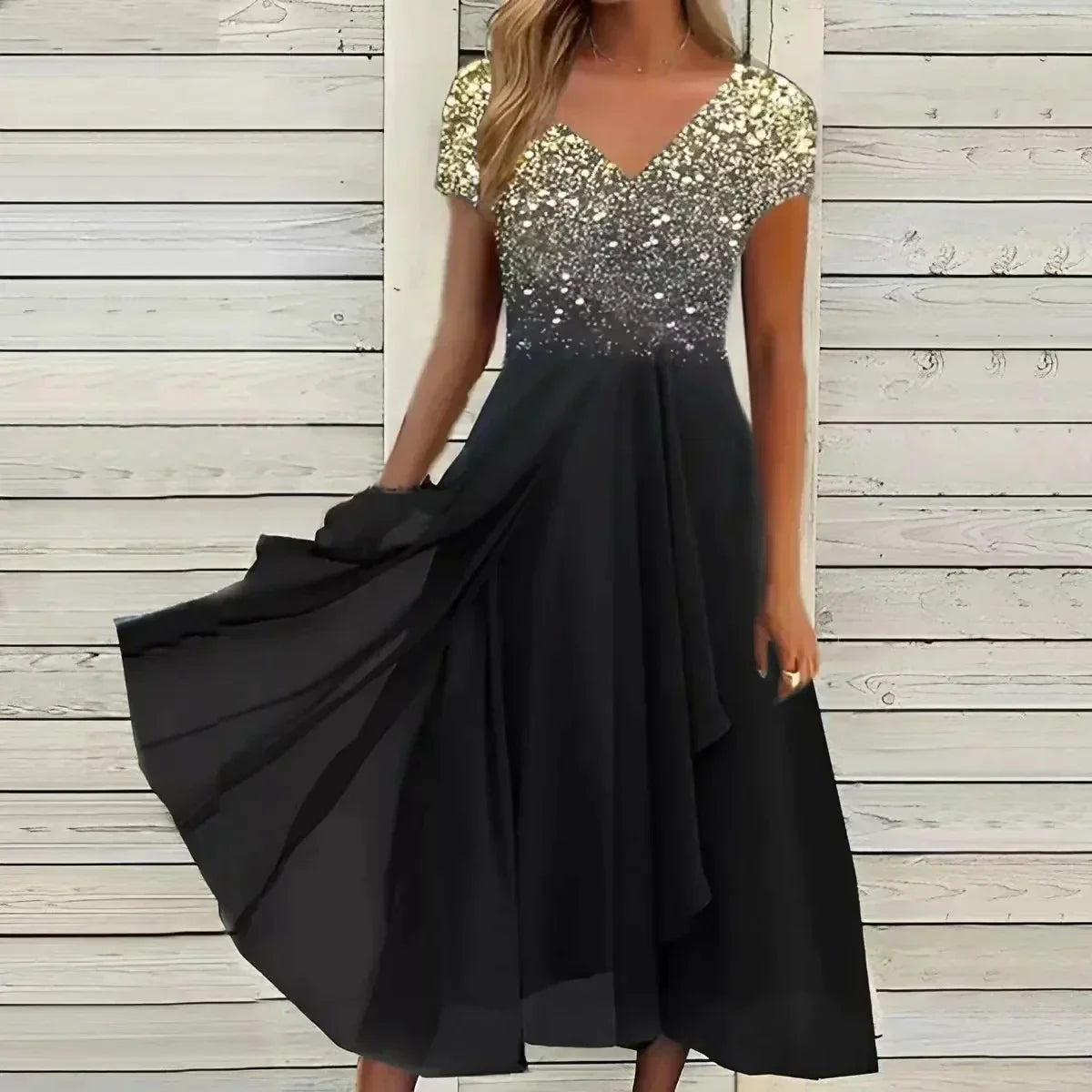 Abendkleider Damen kurzärmelig floral
