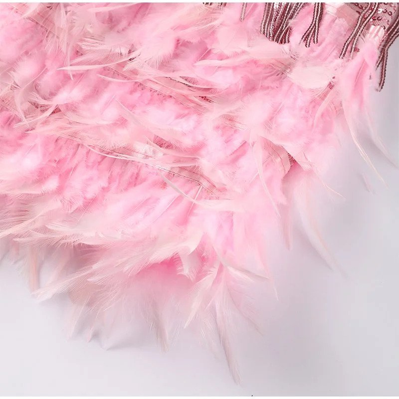 Minikleid Damen mit Fransen und Federbesatz – Ansicht 11
