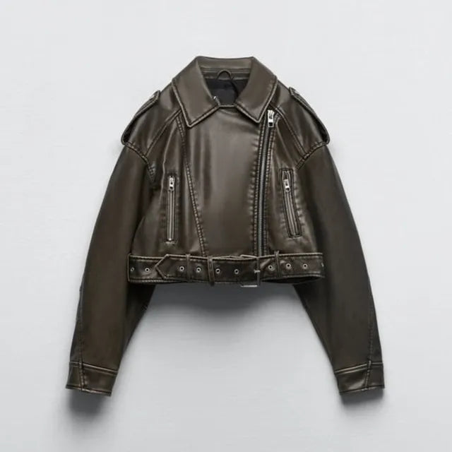 Bikerjacke Damen kurz mit Reißverschluss