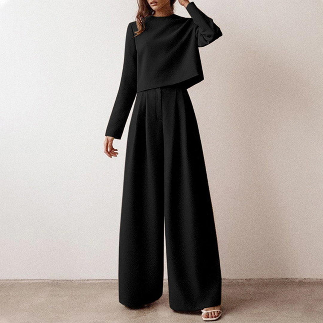 Hosen-Set Damen mit Croptop weites Bein