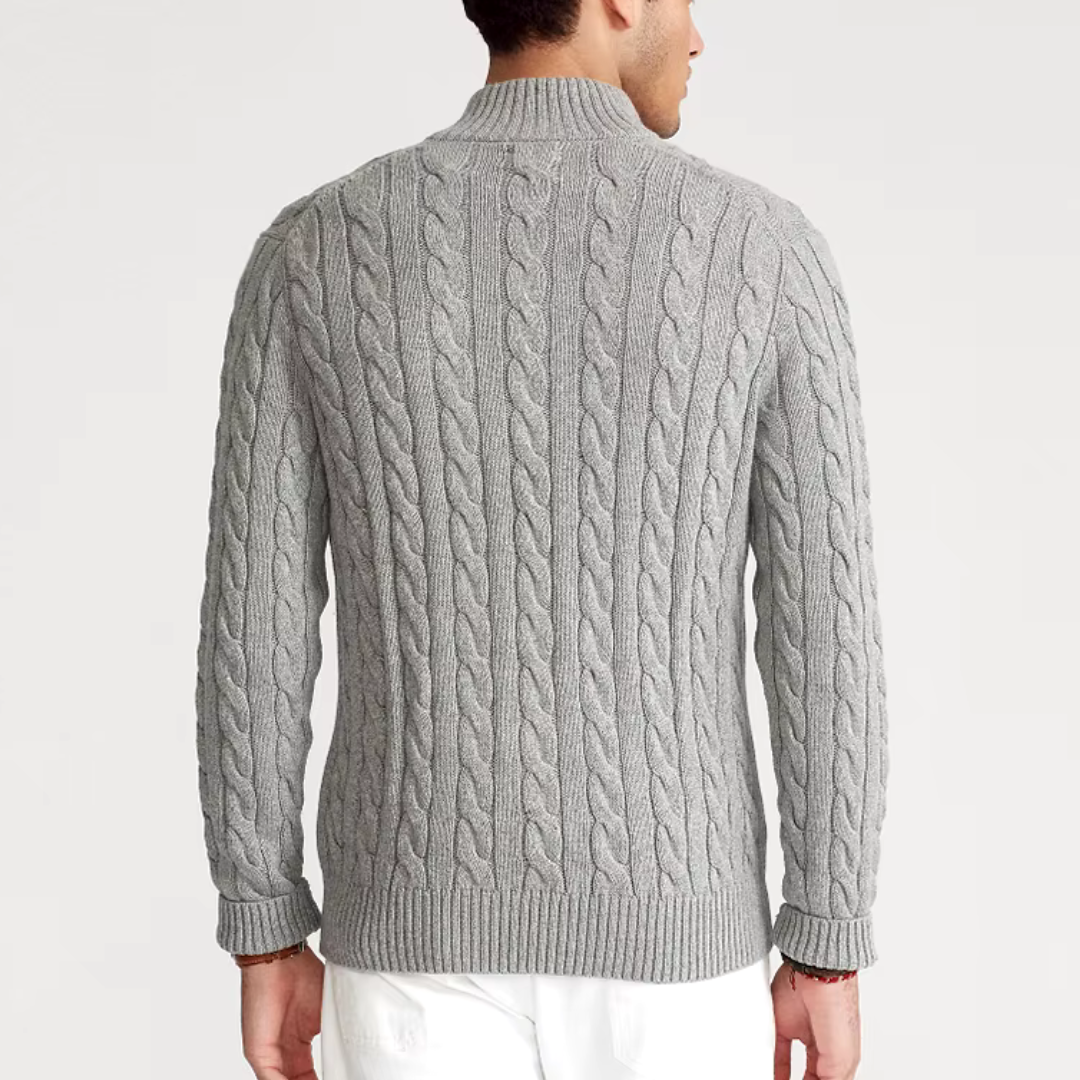 Halbzip Pullover | Zopfmuster mit Stehkragen