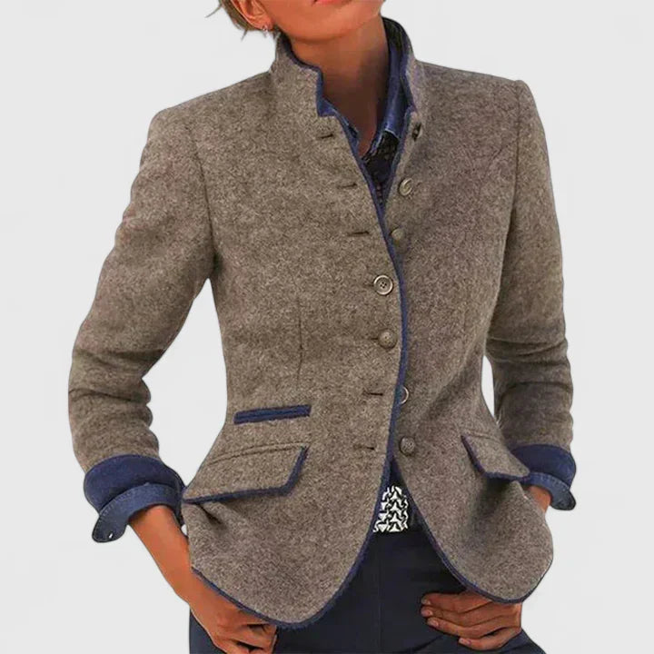 Cardigan Damen mit Stehkragen und Knopfleiste