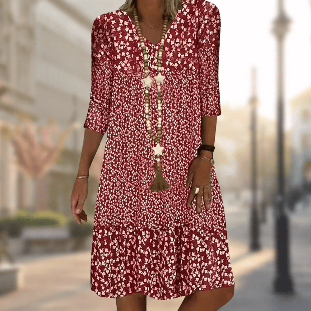 Sommerkleider mit V-Ausschnitt Blumenprint