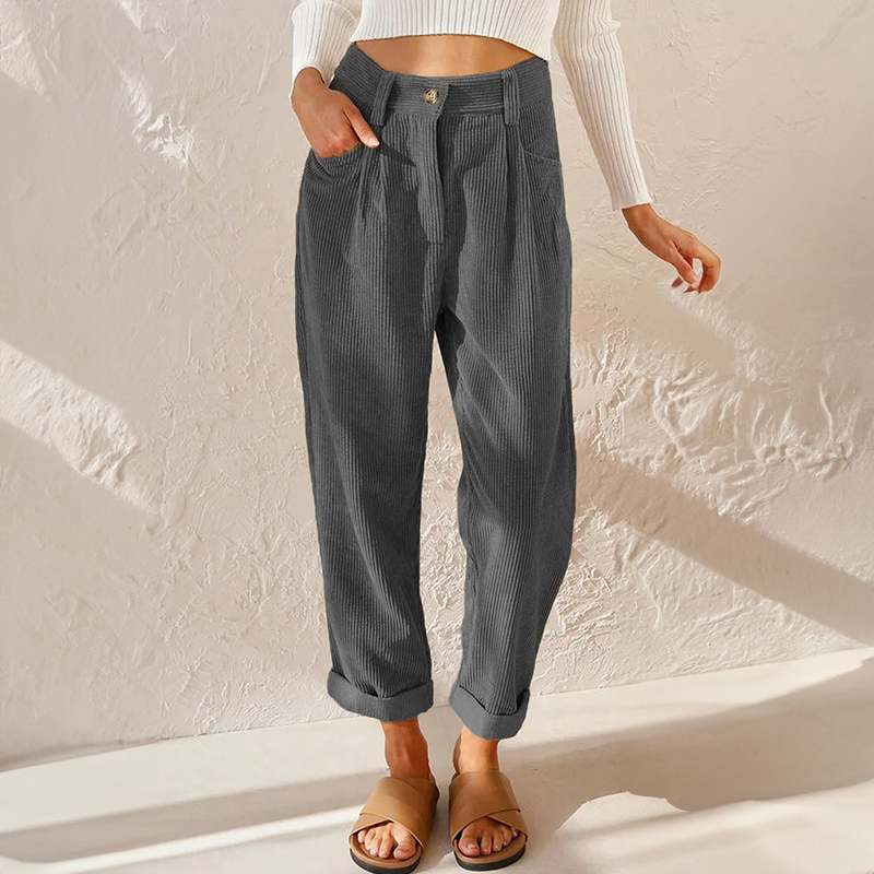 Damen Hohe Taille Cord Hosen