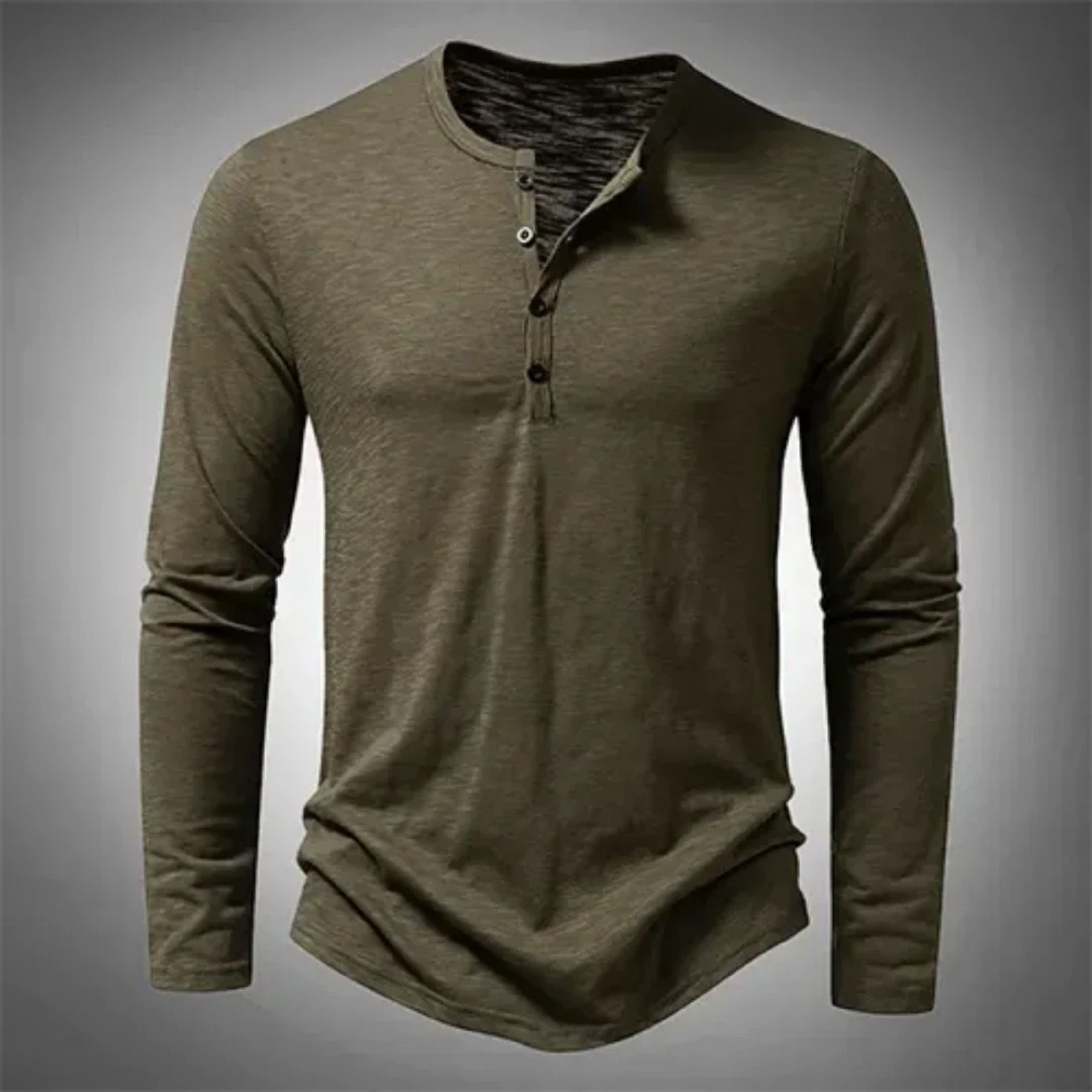 Herren Henley-Shirt langarm mit Knopfleiste – Ansicht 3