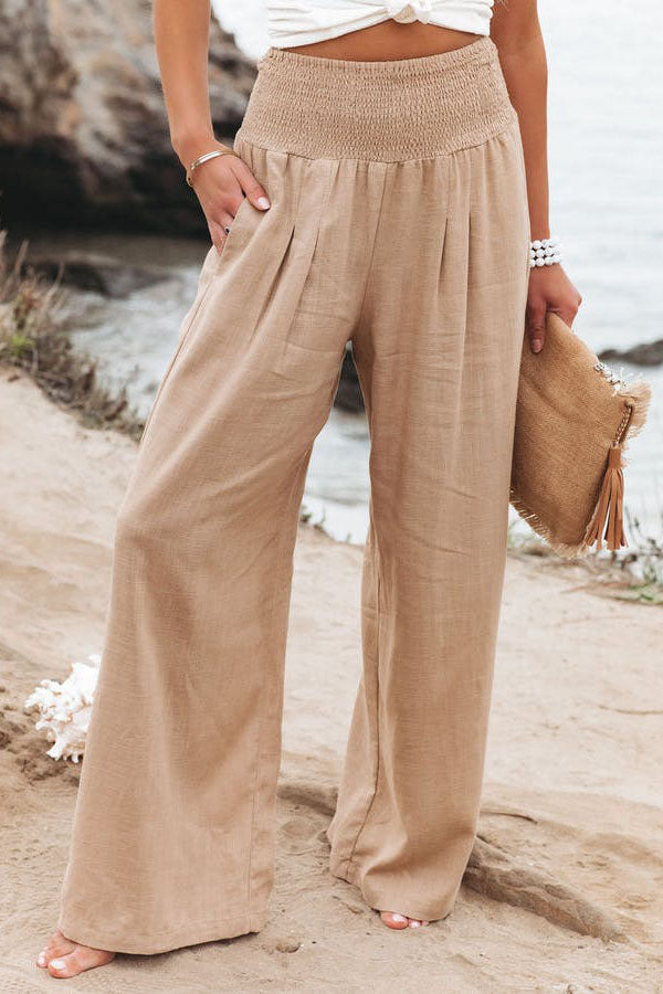 Hoch taillierte Hose Damen weites Bein