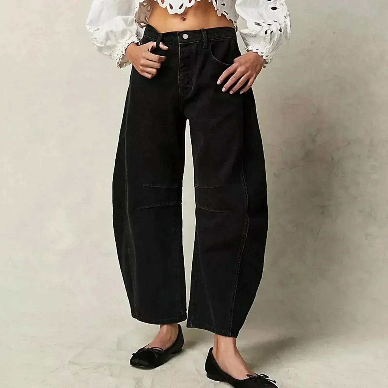 Jeans Damen Hohe Taille locker