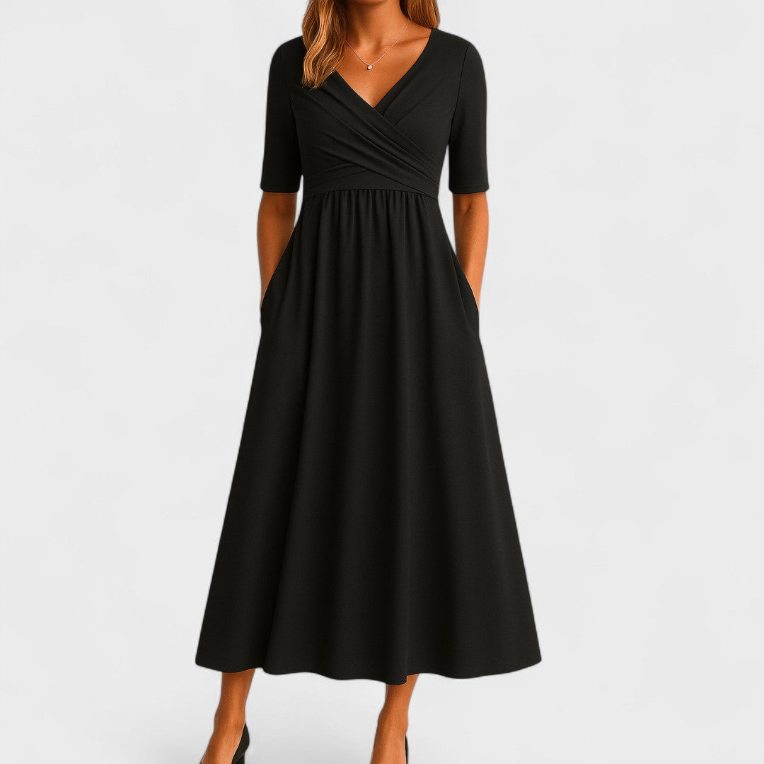Sommerkleid Damen Midi V-Ausschnitt