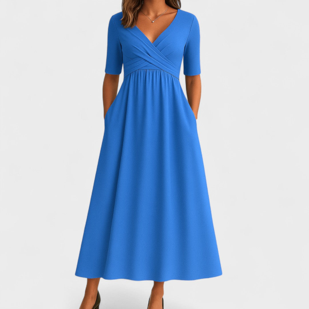 Sommerkleid Damen Midi V-Ausschnitt