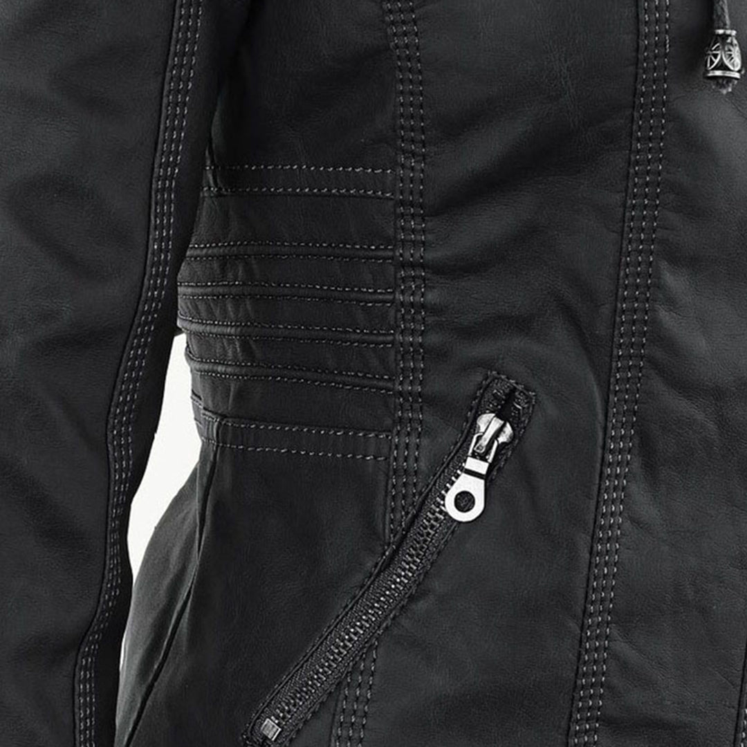 Kunstlederjacke mit Kapuze Tailliert Damen