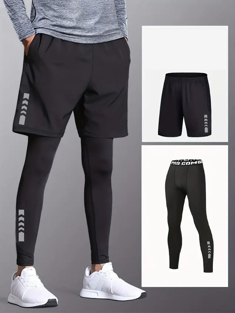 Sportset Herren 2-teilig Tights Shorts