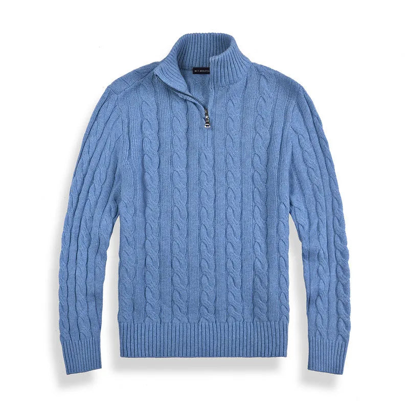 Halbzip Pullover | Zopfmuster mit Stehkragen