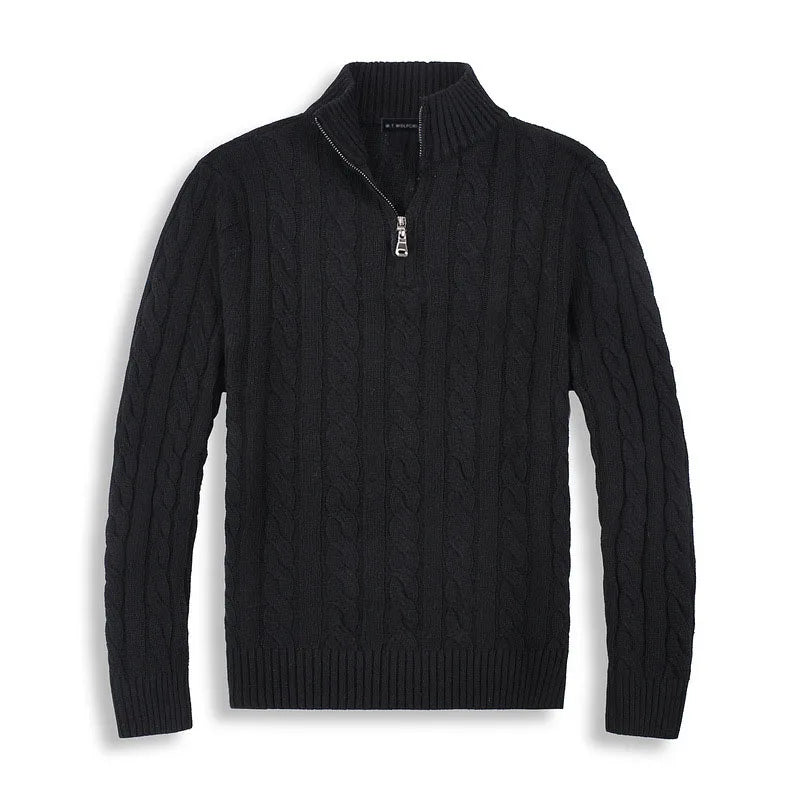 Halbzip Pullover | Zopfmuster mit Stehkragen