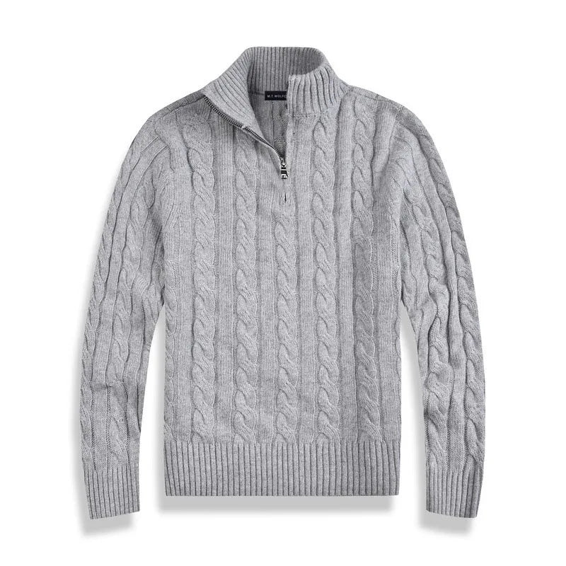 Halbzip Pullover | Zopfmuster mit Stehkragen