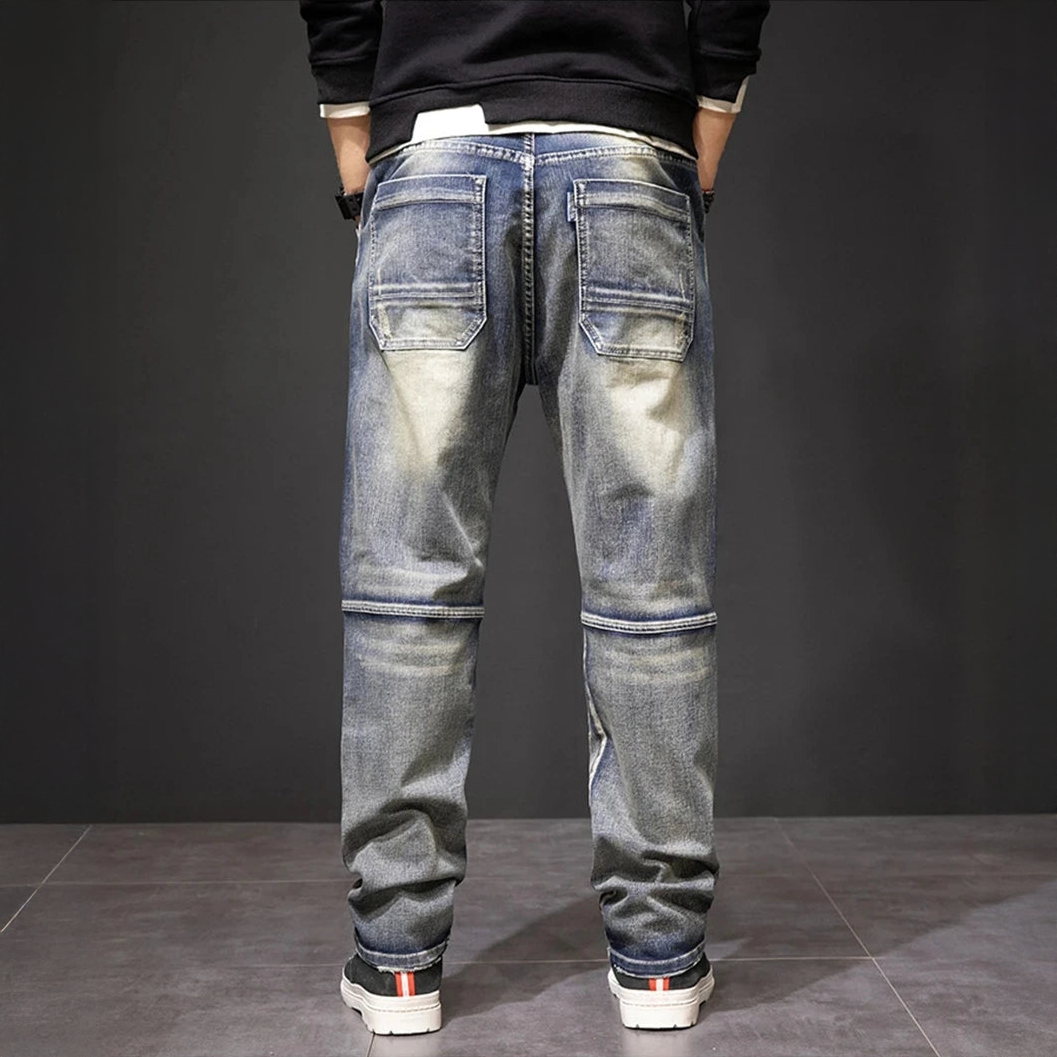 Herrenjeans Straight mit Knieeinsätzen