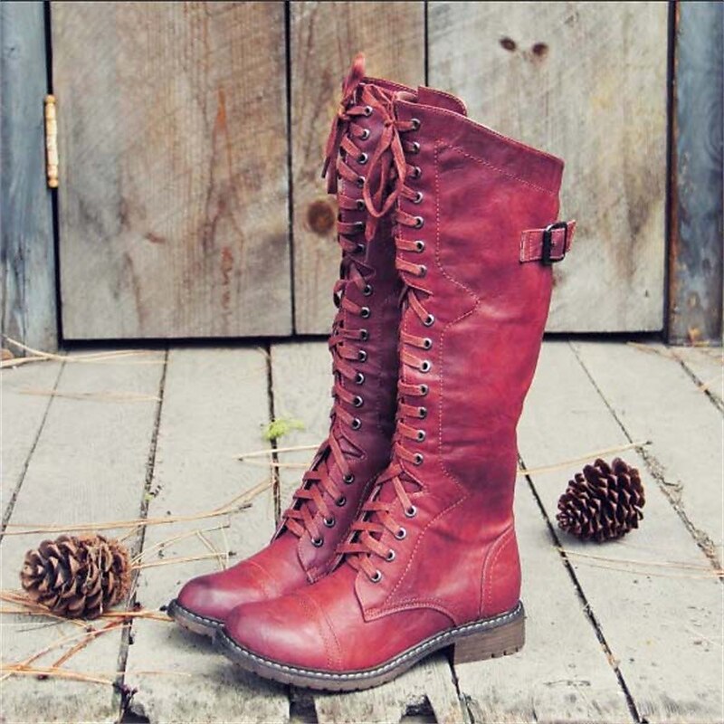 Schnürstiefel Kniehoch Damen