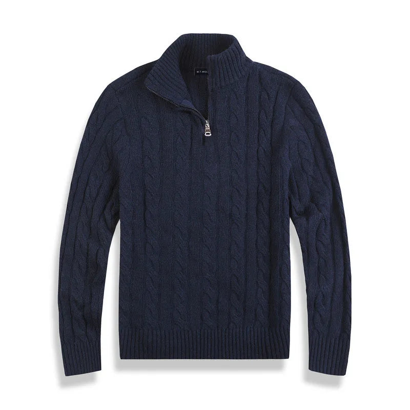 Halbzip Pullover | Zopfmuster mit Stehkragen