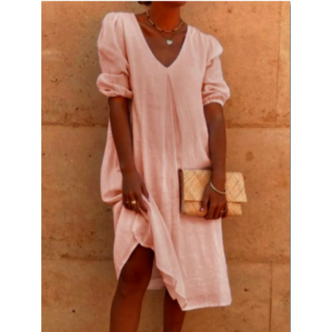 Midikleid Damen mit V-Ausschnitt