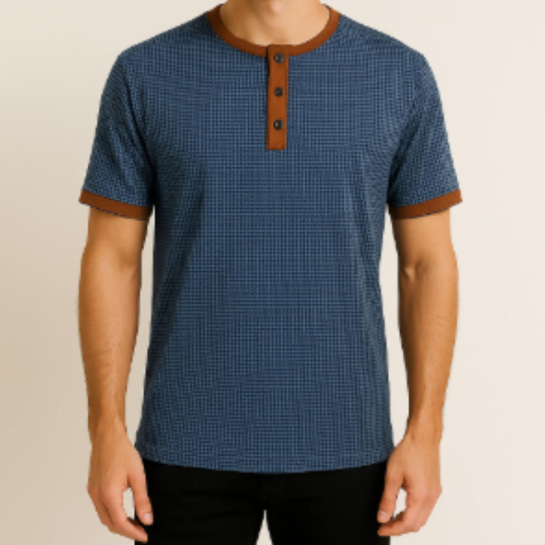Henley-Shirt Herren kurzarm mit Knopfleiste