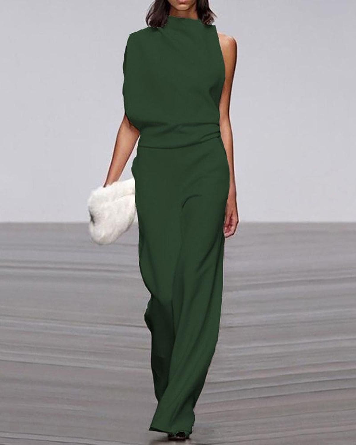 Jumpsuit Damen ein-Schulter weites Bein