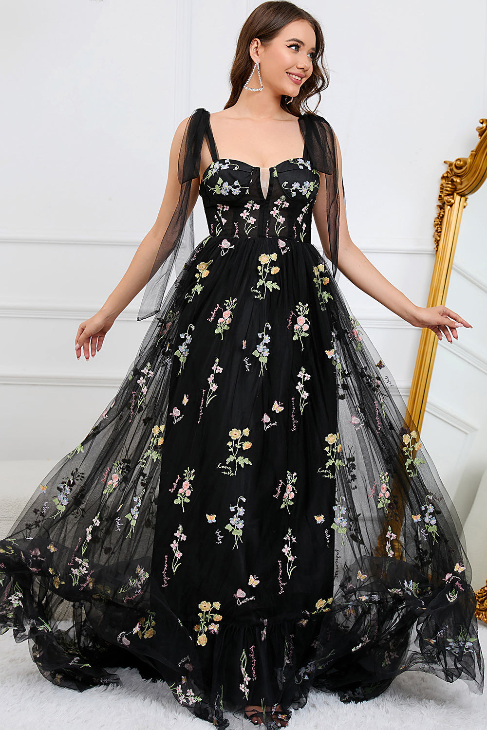 Damen Elegante Blumen Maxi Kleid