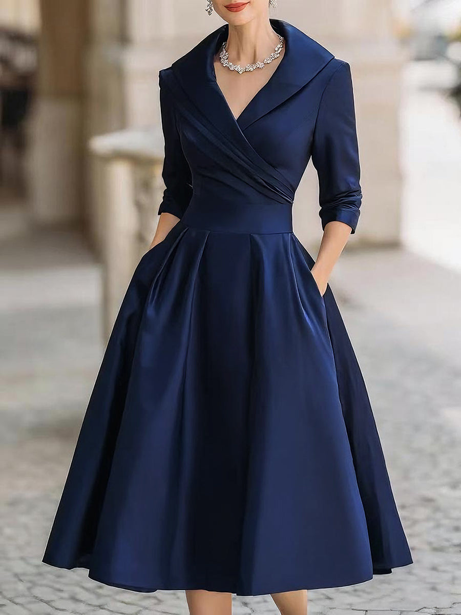 Klassisches Wickel Midikleid Damen