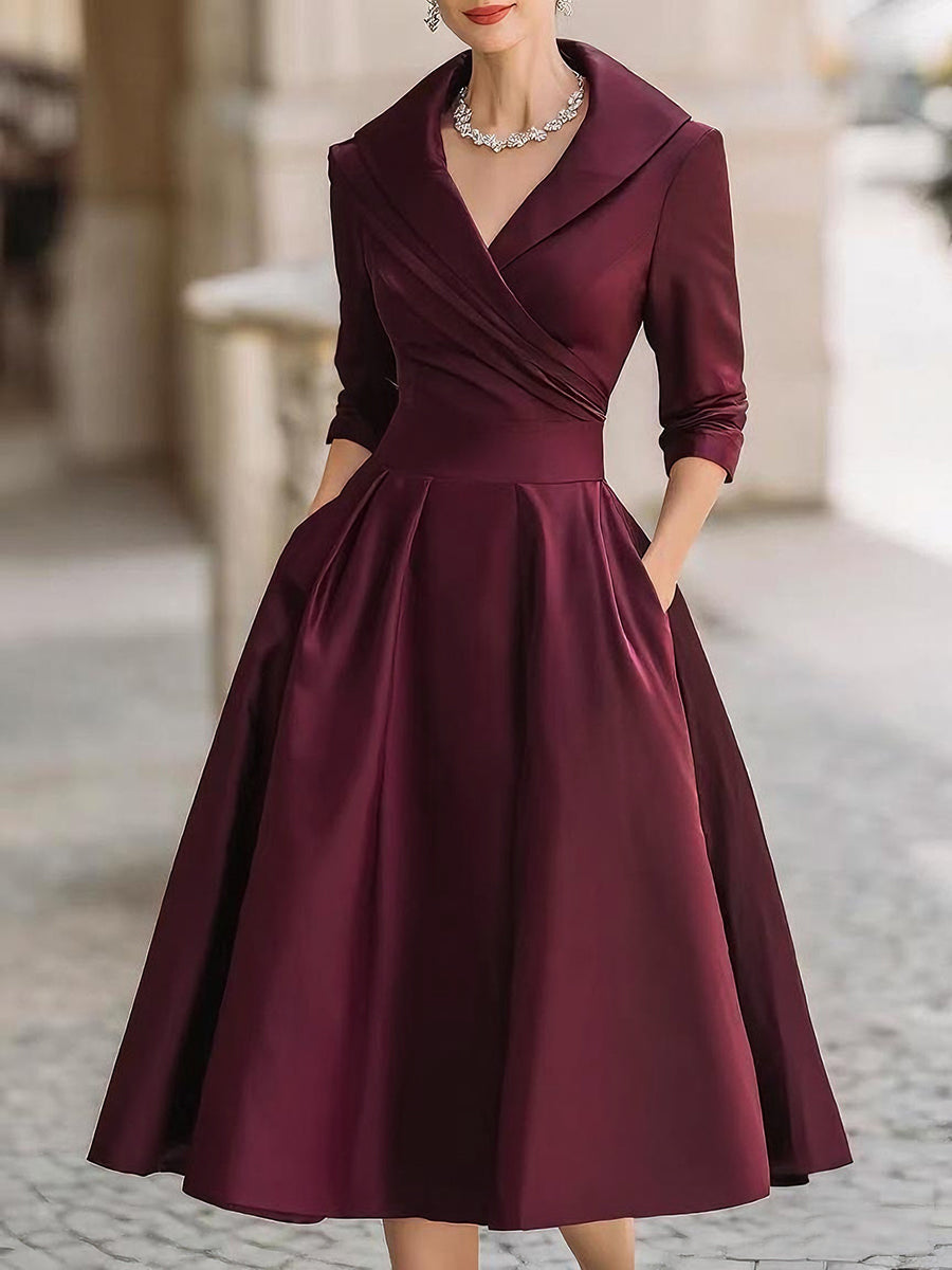 Klassisches Wickel Midikleid Damen