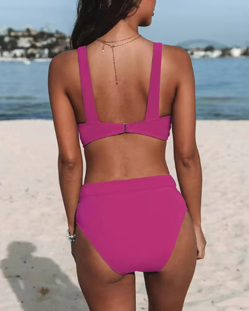 Sommer Bikini-Set Damen V-Ausschnitt High Waist