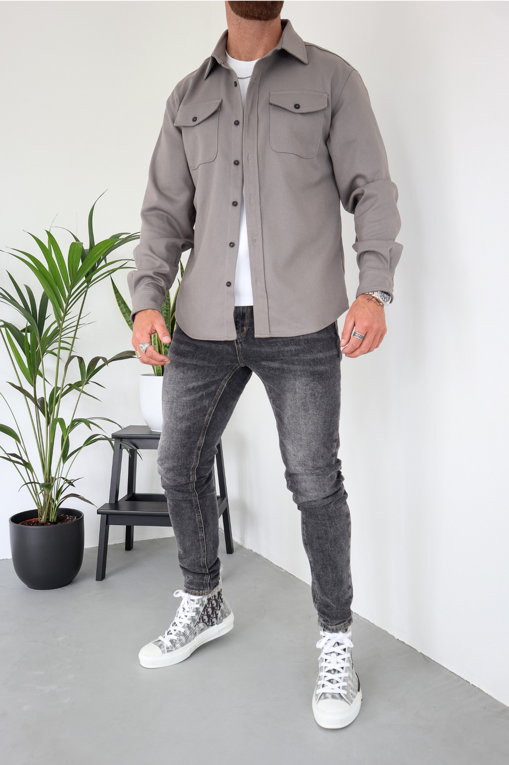 Bluse Hemd Jacke Herren Hemdjacke mit Brusttaschen – Ansicht 10