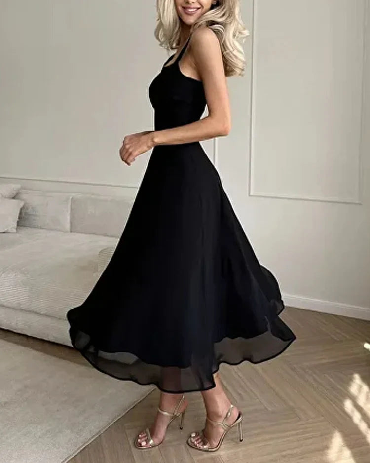 Damenkleid midilang mit Spaghettiträgern