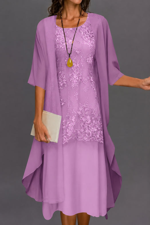 Lagenkleid Damen Midi 3/4-Arm