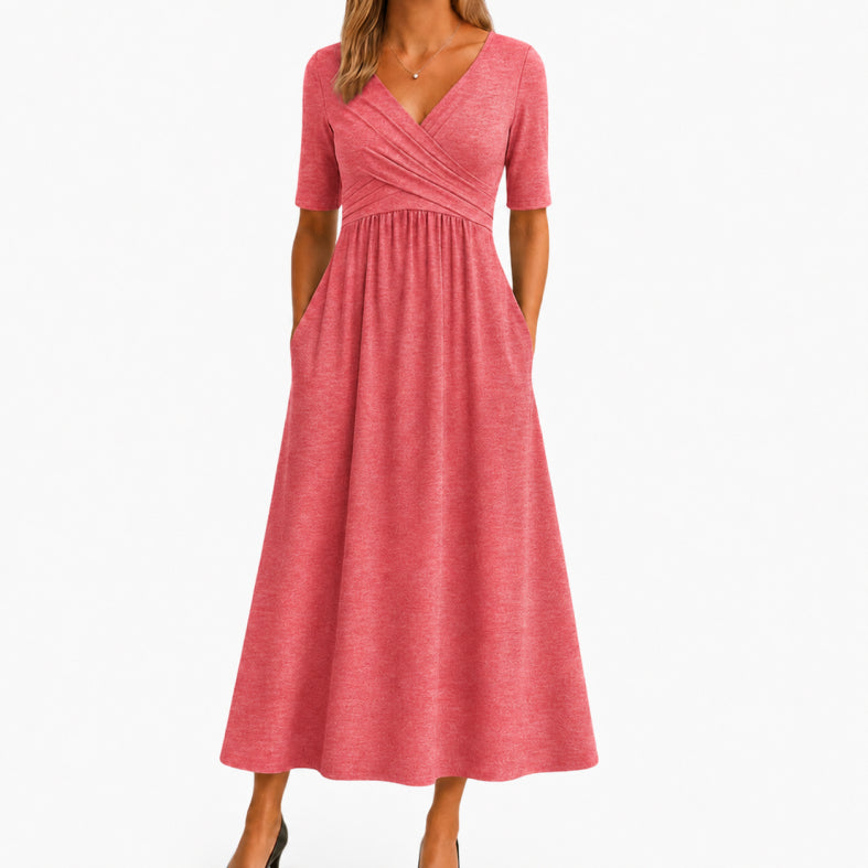 Sommerkleid Damen Midi V-Ausschnitt