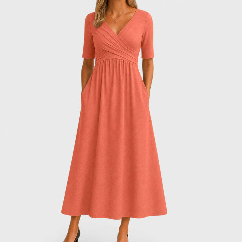 Sommerkleid Damen Midi V-Ausschnitt
