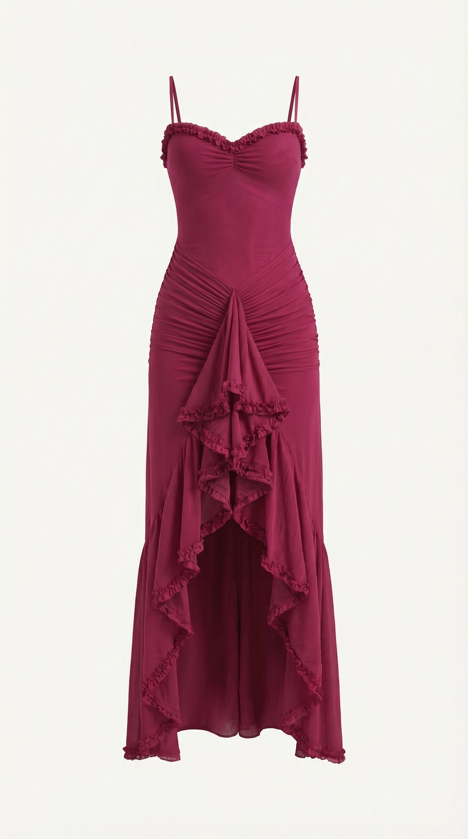 Damen Abendkleid asymmetrische Rüschen | Maxi Alternate