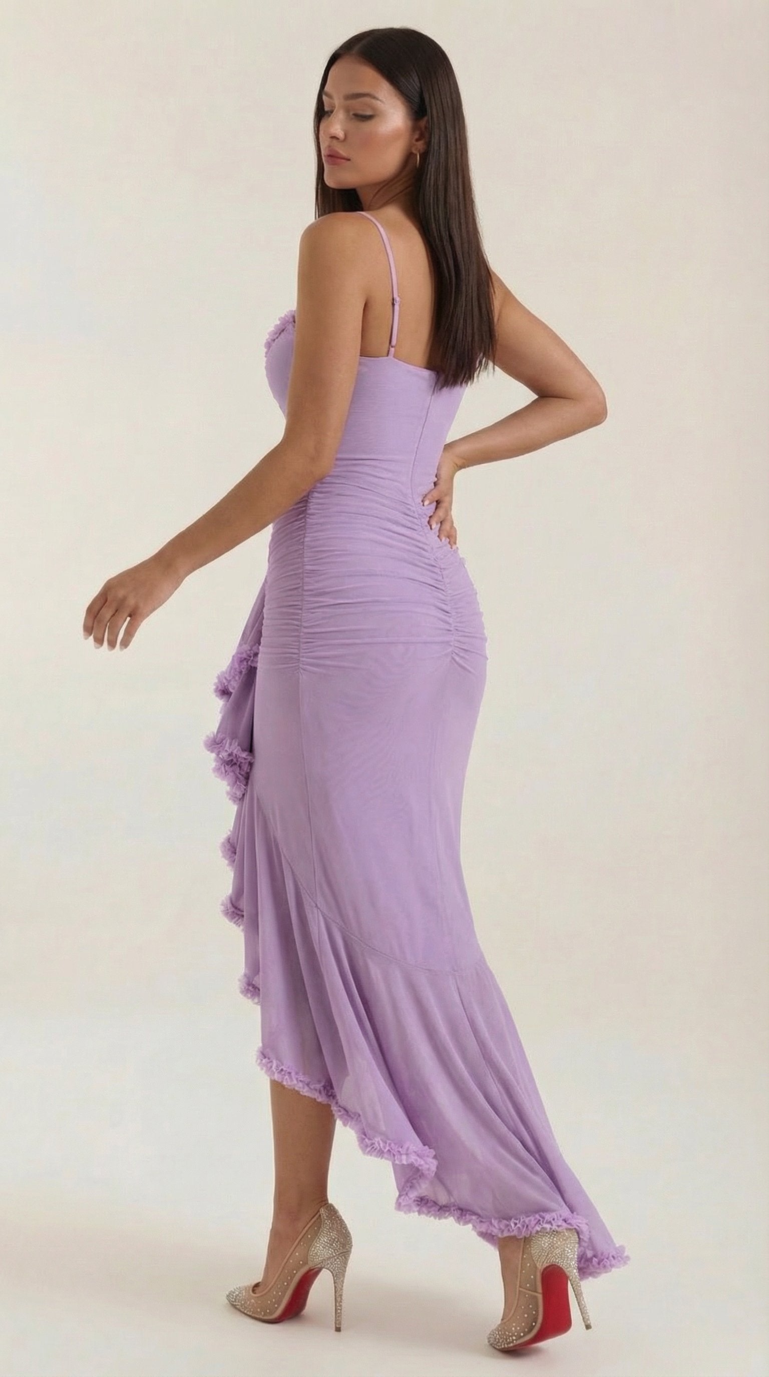 Damen Abendkleid asymmetrische Rüschen | Maxi View 22